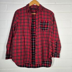 Madewell Mixed Print Plaid Cotton Button Front Shirt Top Medium Windowpane Check